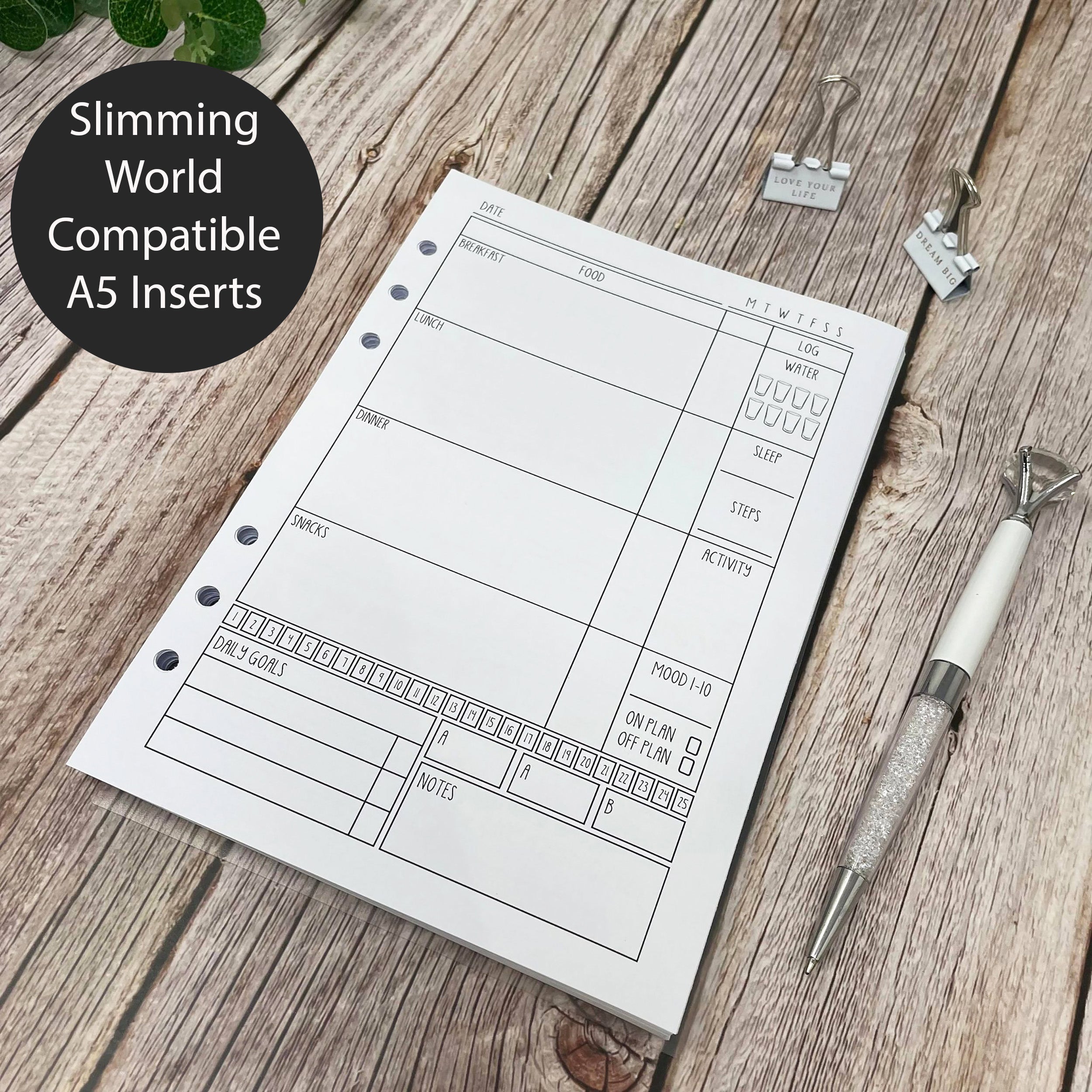 Slimming World Compatible Inserts - B&W-SW A5 Inserts - Girl Get Shit Together Inserts