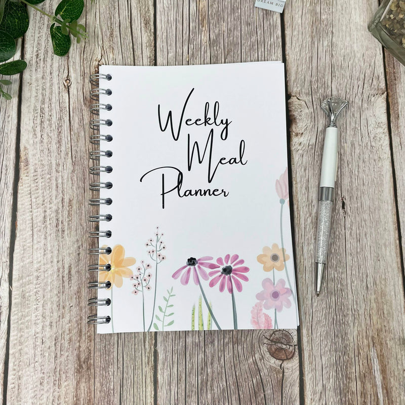 Weekly Meal Grocery List Planner Notebook - Spring Flowers