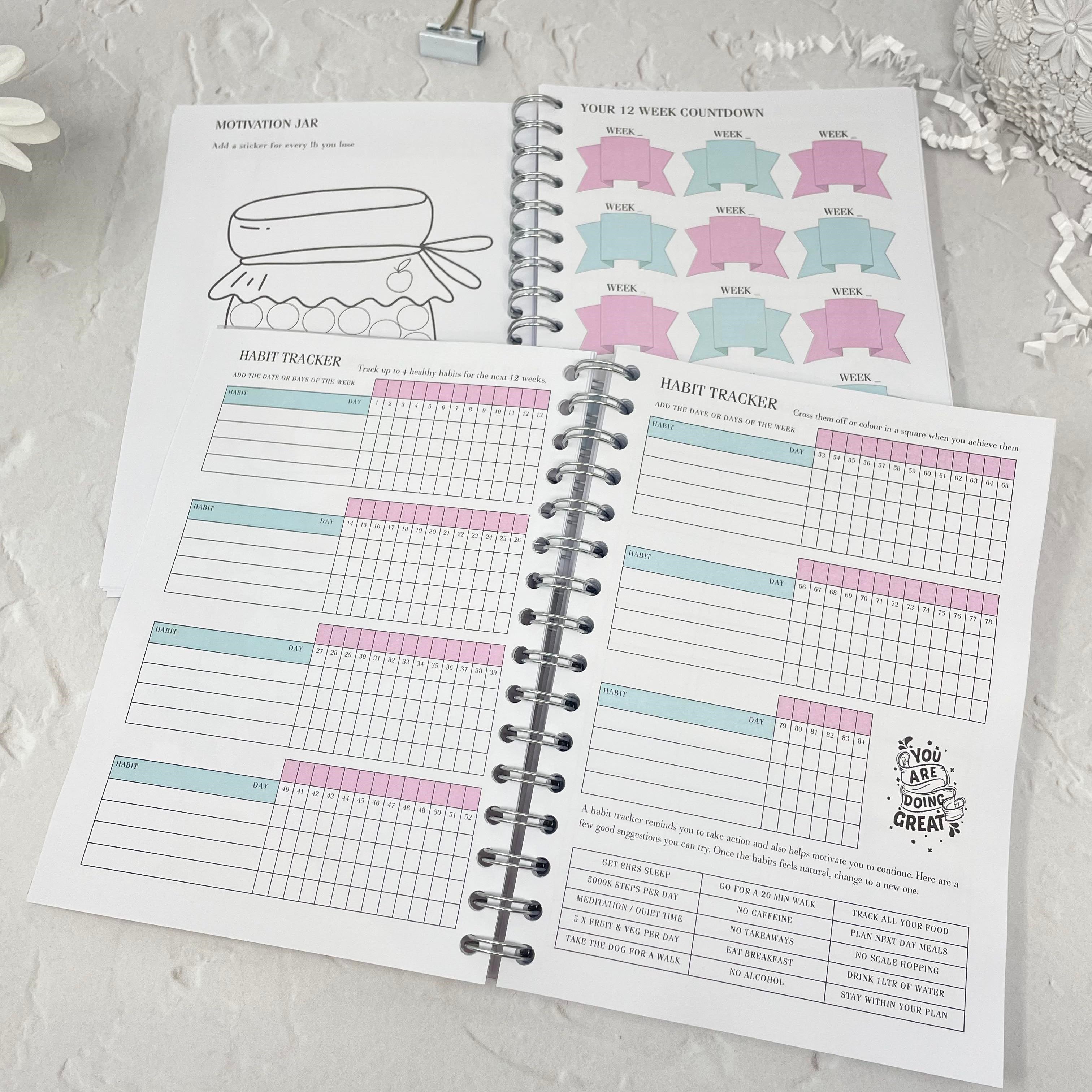 Deluxe 12 Wk Food Diary - Always Believe In Pink