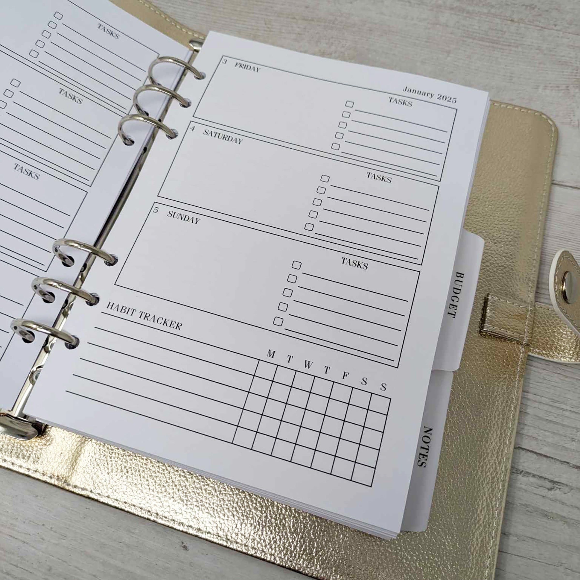 2025 Dated Diary With Budget Planner & Gold Organiser.