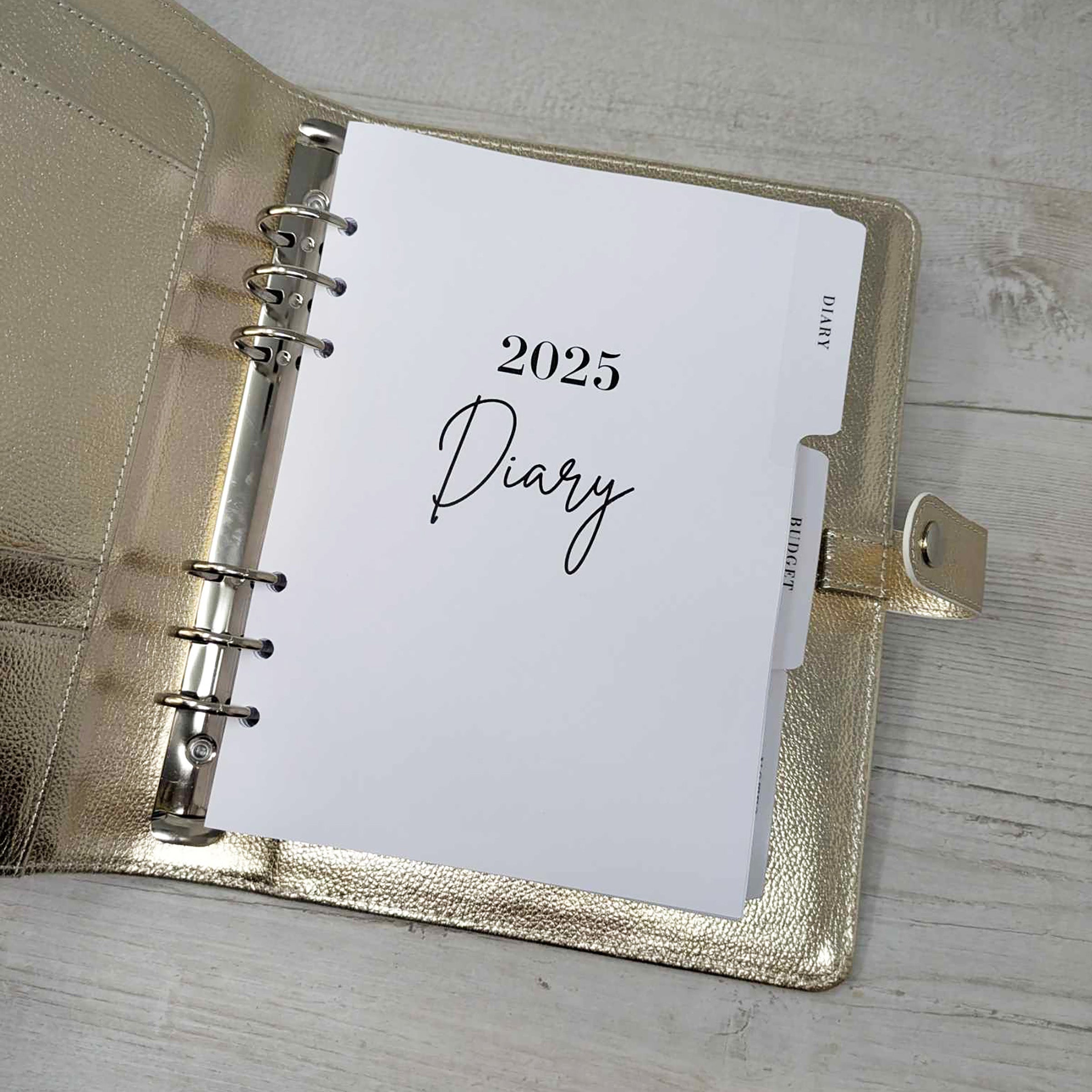 2025 Dated Diary With Budget Planner & Gold Organiser.