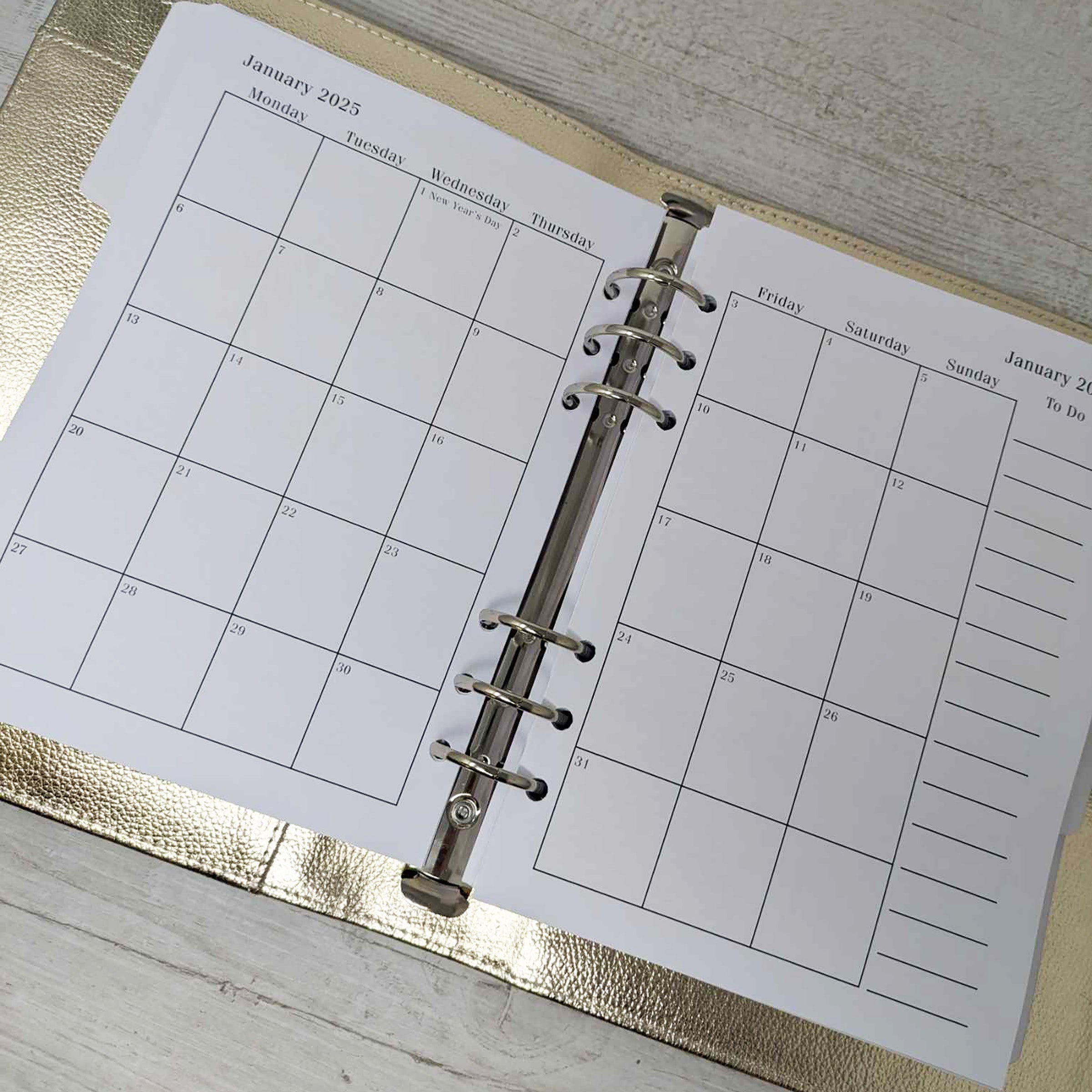 2025 Dated Diary With Budget Planner & Gold Organiser.