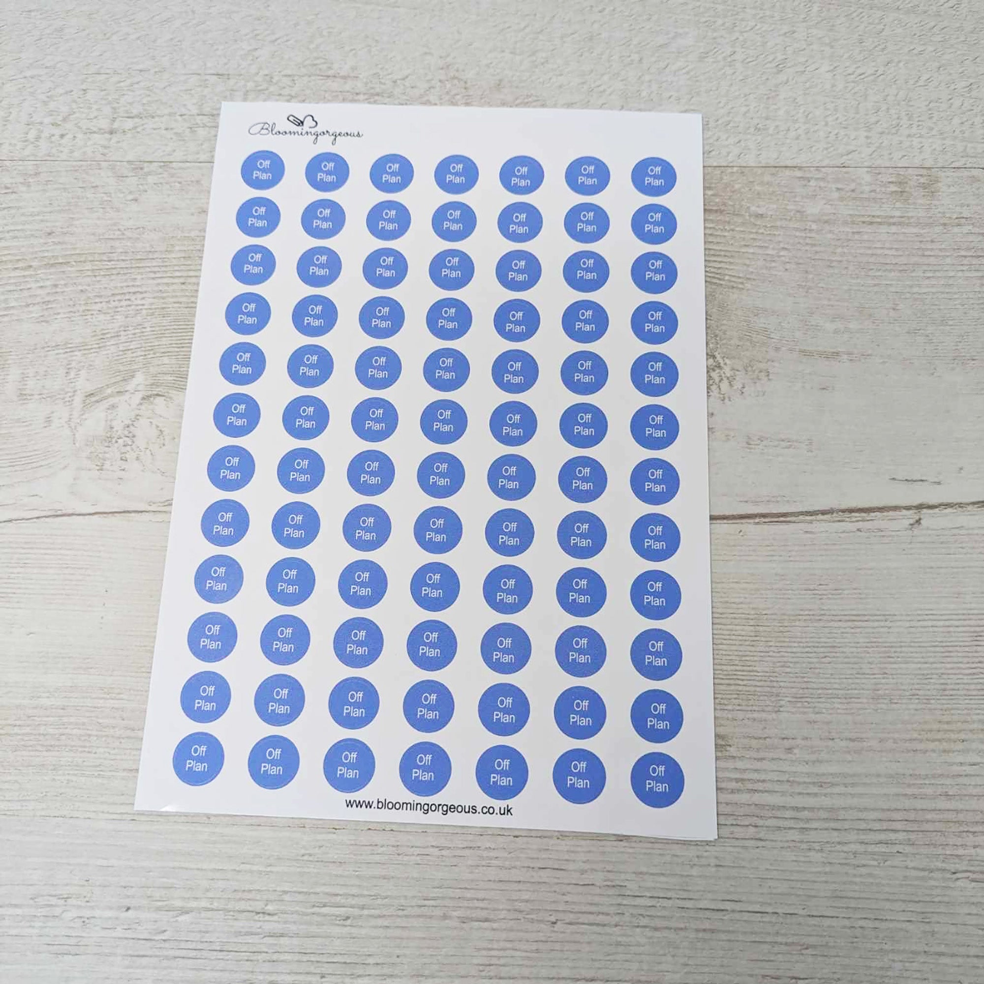 'Off Plan' Stickers - 1 Sheets Blue