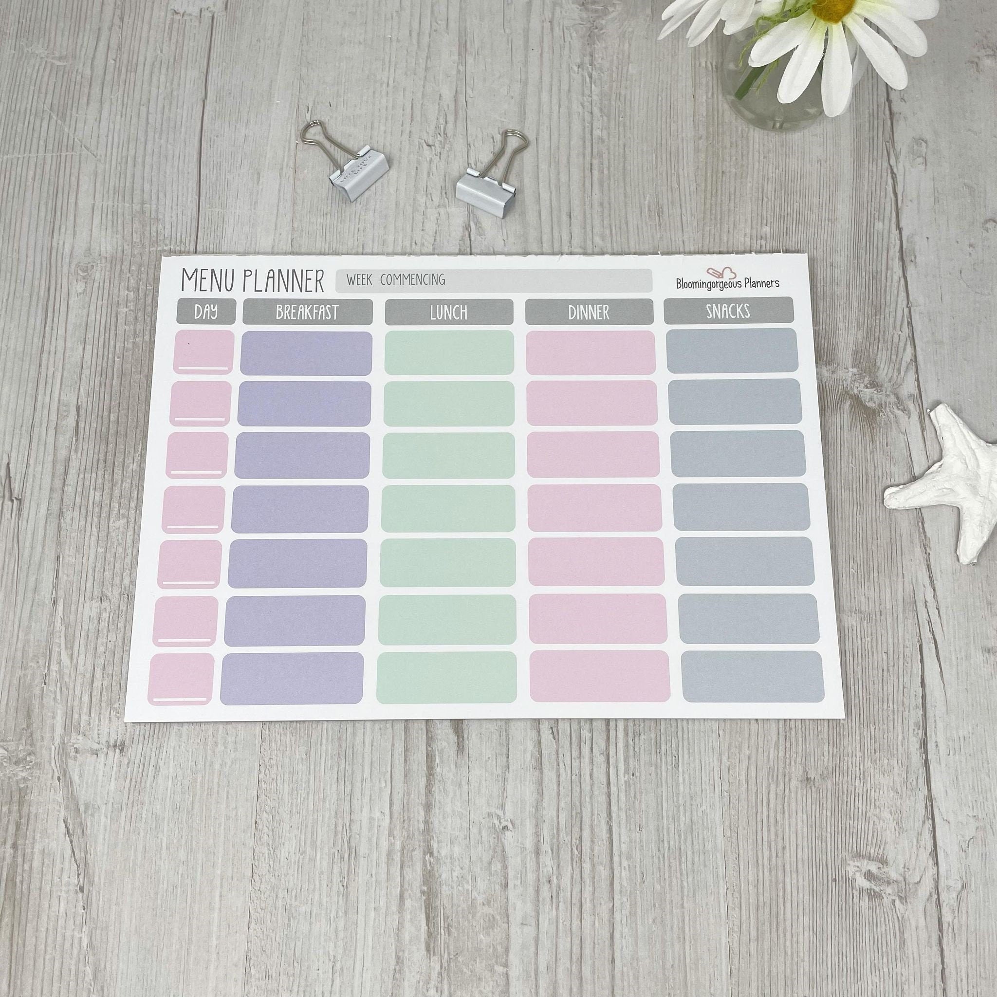 A4 Weekly Meal Planner Desktop Note Pad