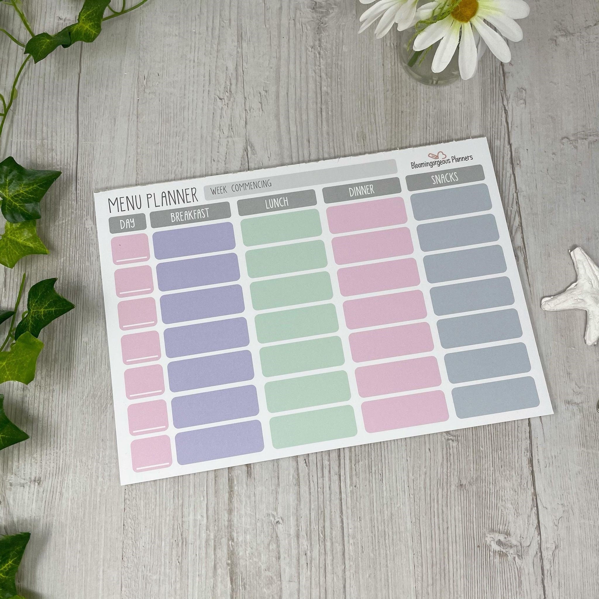 A4 Weekly Meal Planner Desktop Note Pad