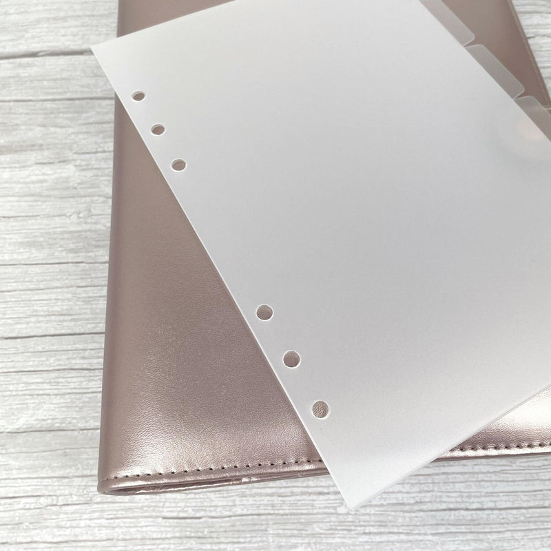 A5 Frosted Planner Dividers. Choose Side Tabs or Top Tabs, Flexible, Minimal & Functional Design, For A5 Filofax and Kikki K Large - A5 Size